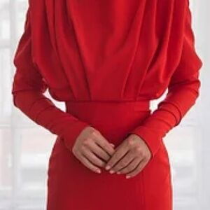Pleated Long Sleeve Hollow Dress XS sizes below open back very sexy and elegant